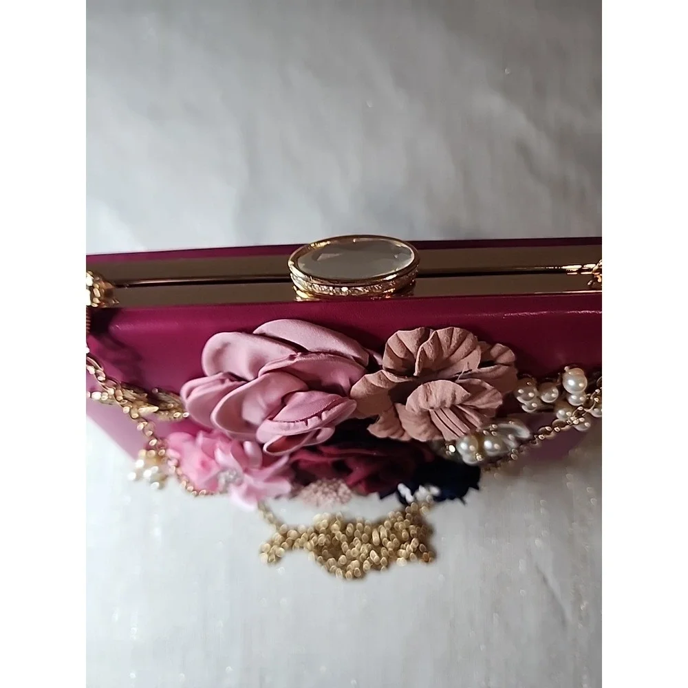 Dasein Rose Colored 3D Floral and Pearl Arrangement on Front 8
